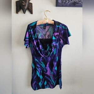 Wrapper Asymmetrical Purple and Blue Blouse